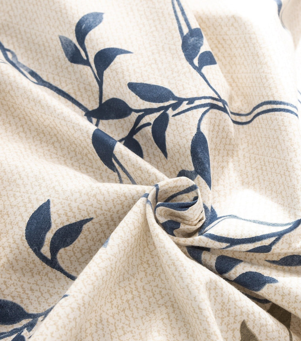 Tache Poplin Cotton Elegant Leaf Vine Cream Beige Fitted Sheet / Flat Sheet (JHW-842)