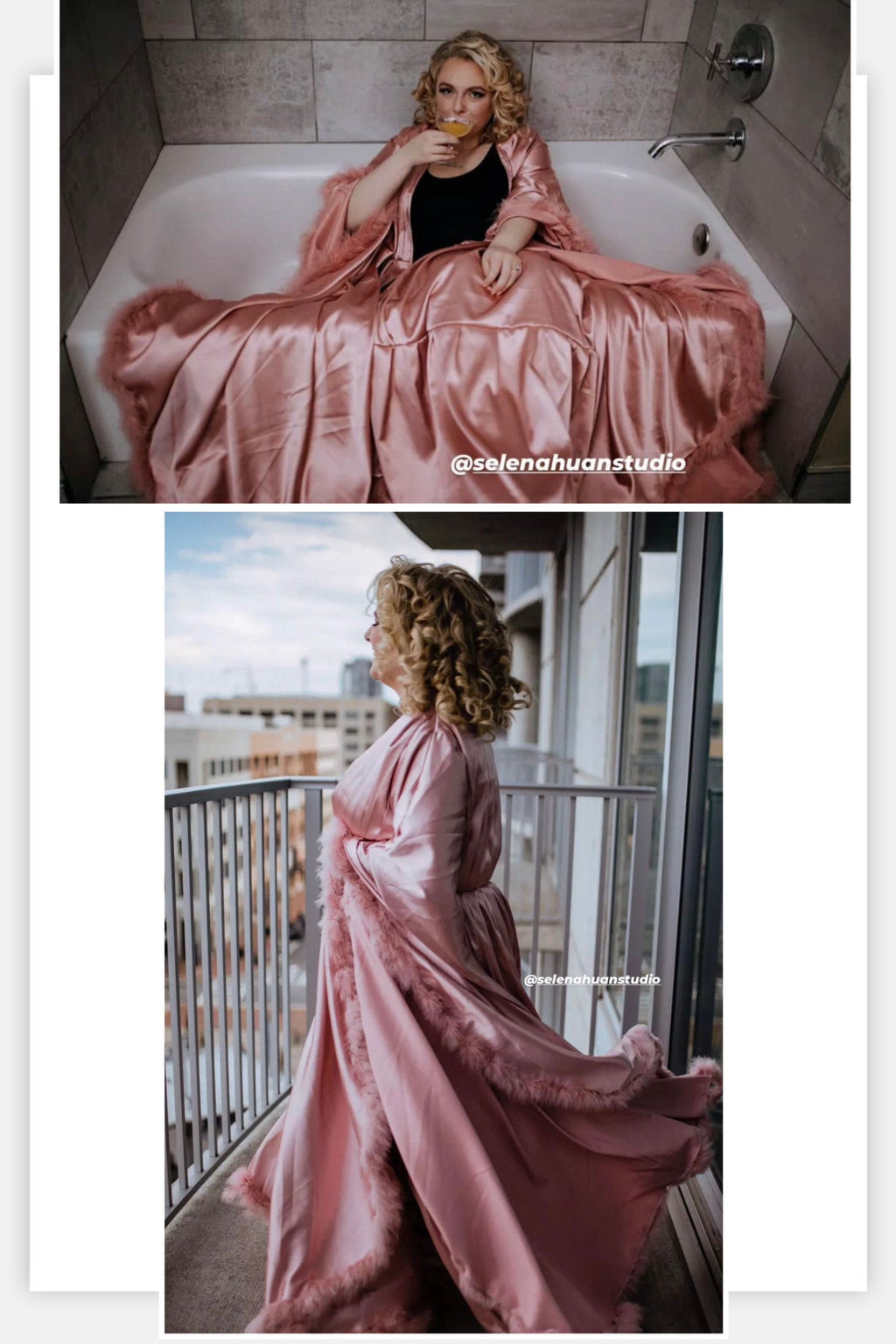 Luxury Satin Feather Bridal Robe | Victorian Style Wedding & Photoshoot Robe